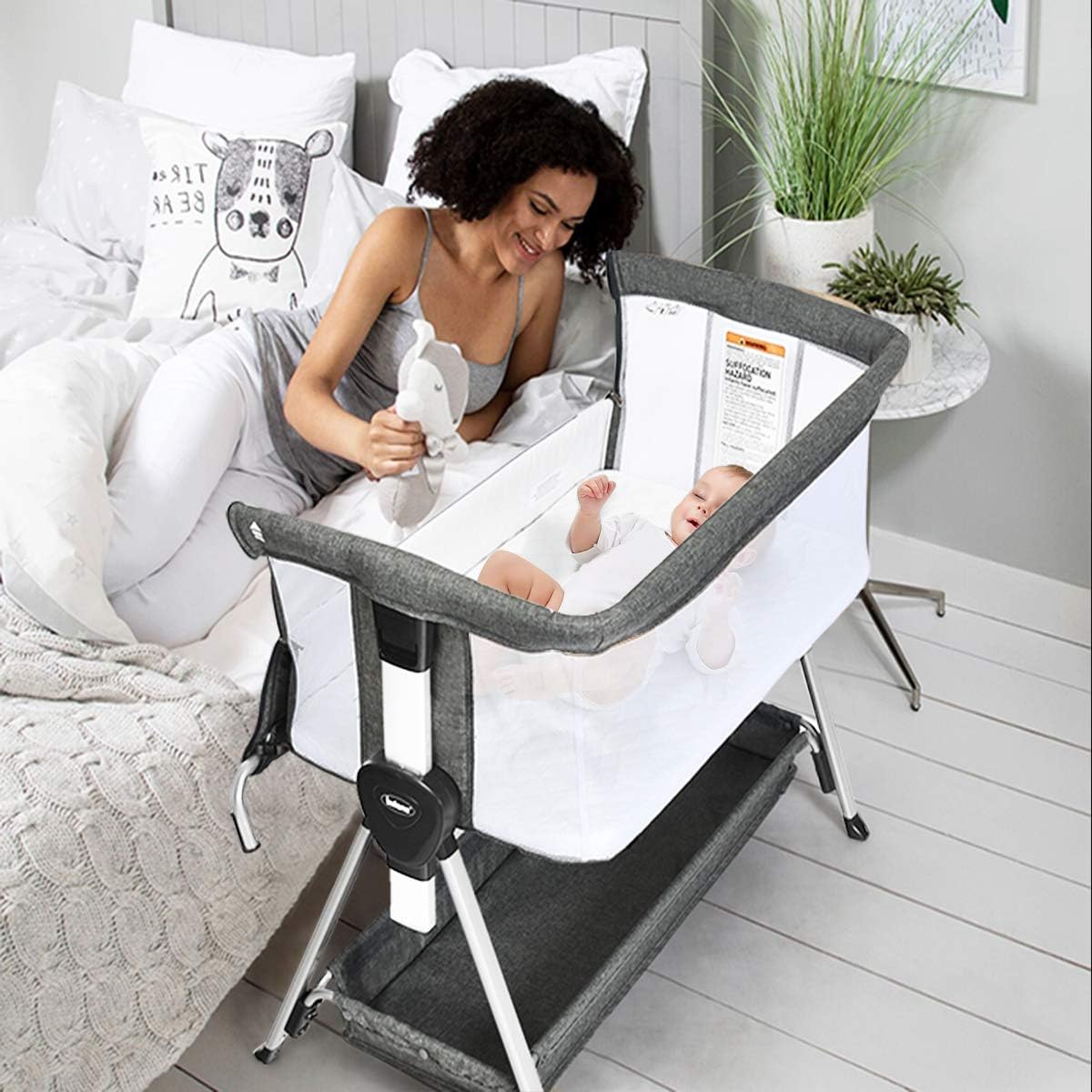 INFANS Baby Bassinet, Unique Bassinet Bedside Crib, Special Newborn Sleeper with...