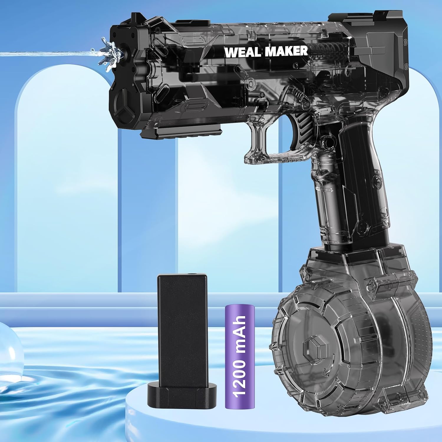 Strongest Electric Water Gun for Kids Ages 8-12, Transparent Automatic Squirt Gu...