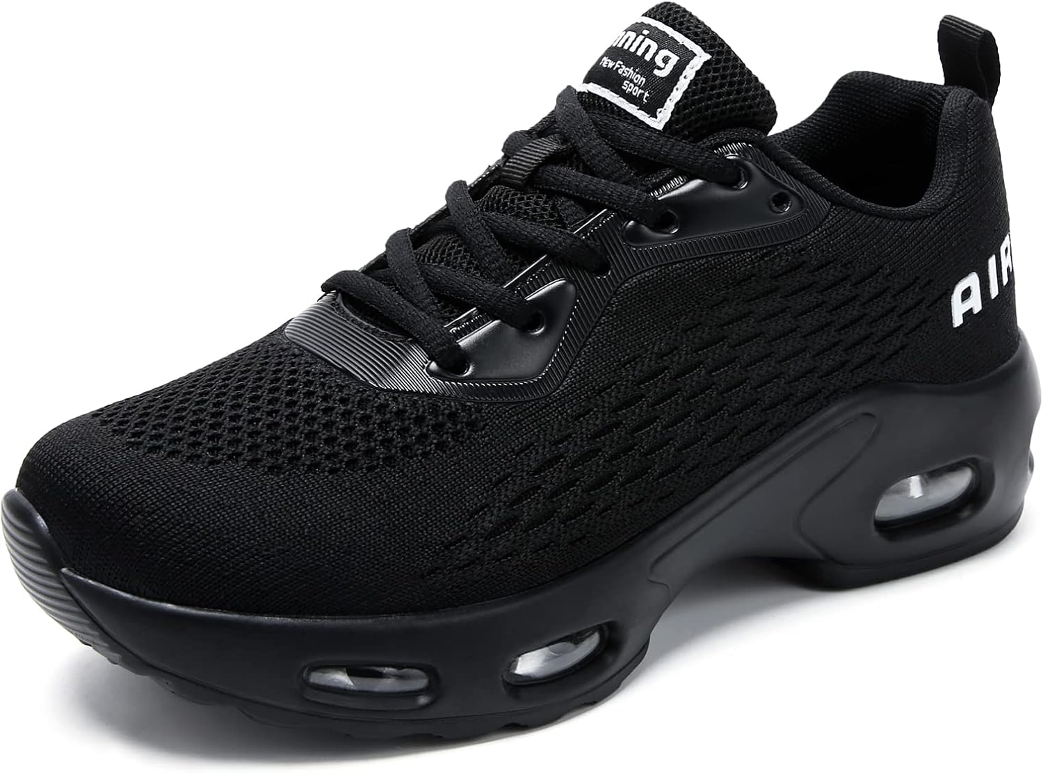 VOCNTVY Womens Trainers with Air Cushion Arch Support Running Shoes 5 UK All Bla...