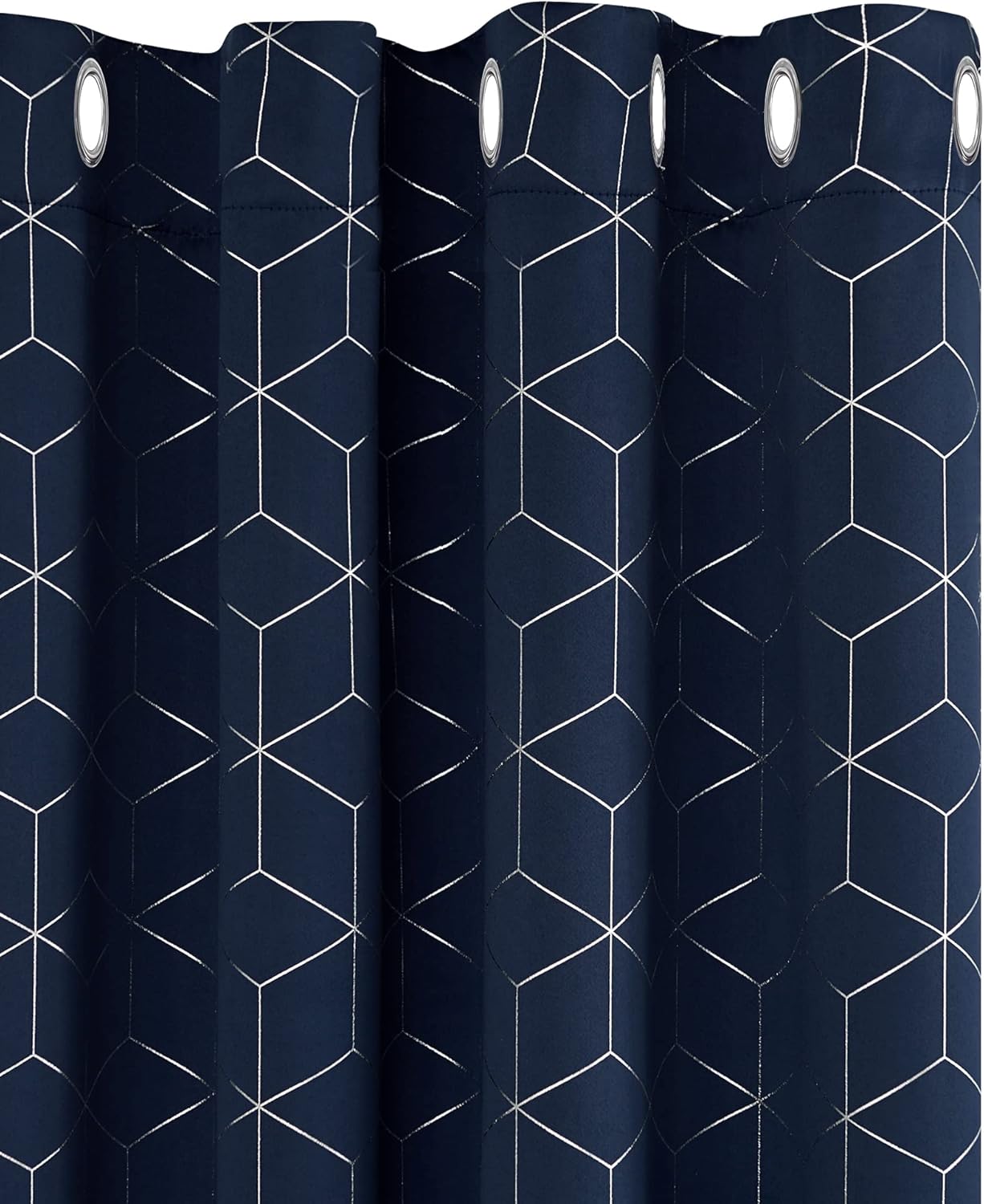 Deconovo Eyelet Blackout Curtains, Window Treatments Diamond Foil Printed Therma...