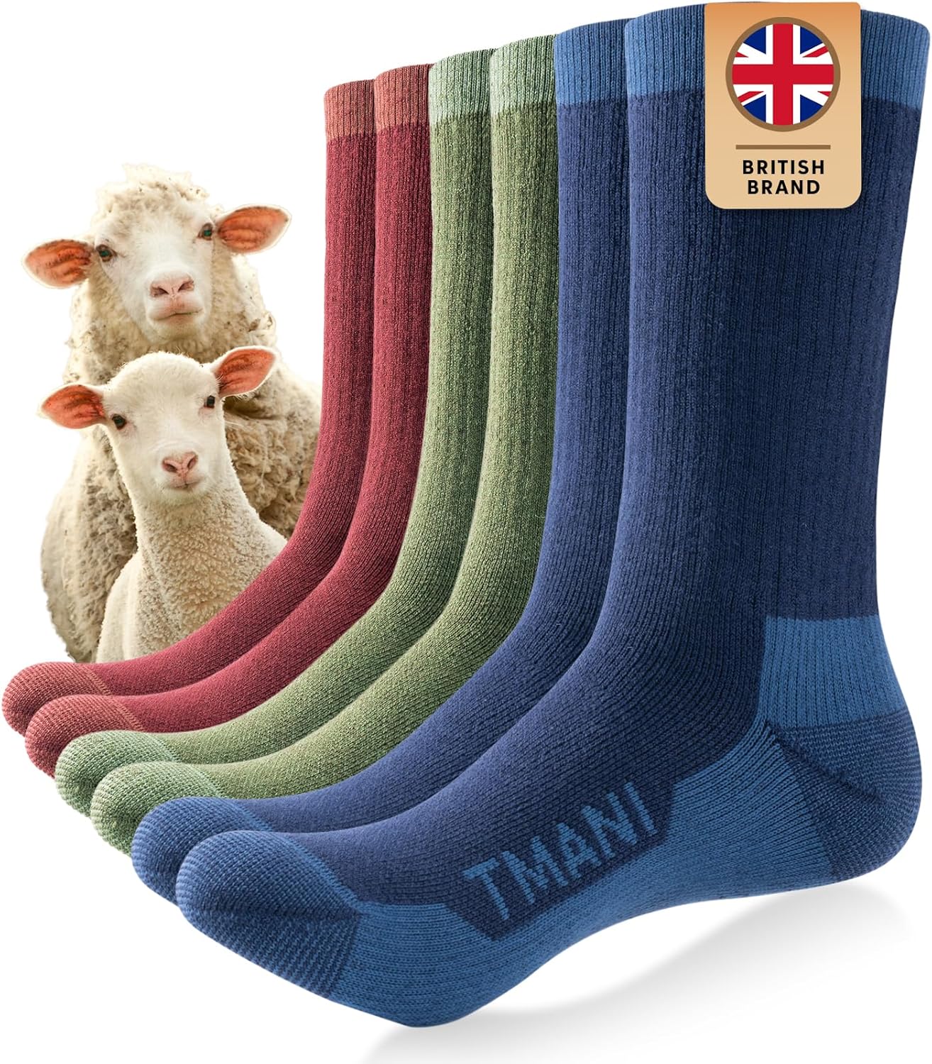 Tmani Outdoor Hiking Socks for Men Women, Merino Wool Socks Breathable Comfort f...