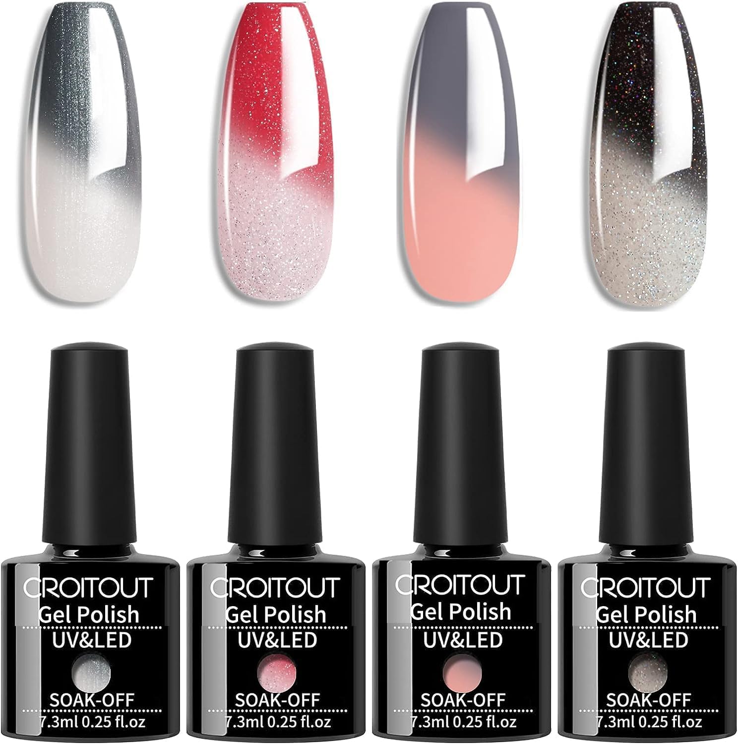 Croitout UV Gel Nail Polish Set, Colour Changing Gel Polish Colours Set, Soak of...