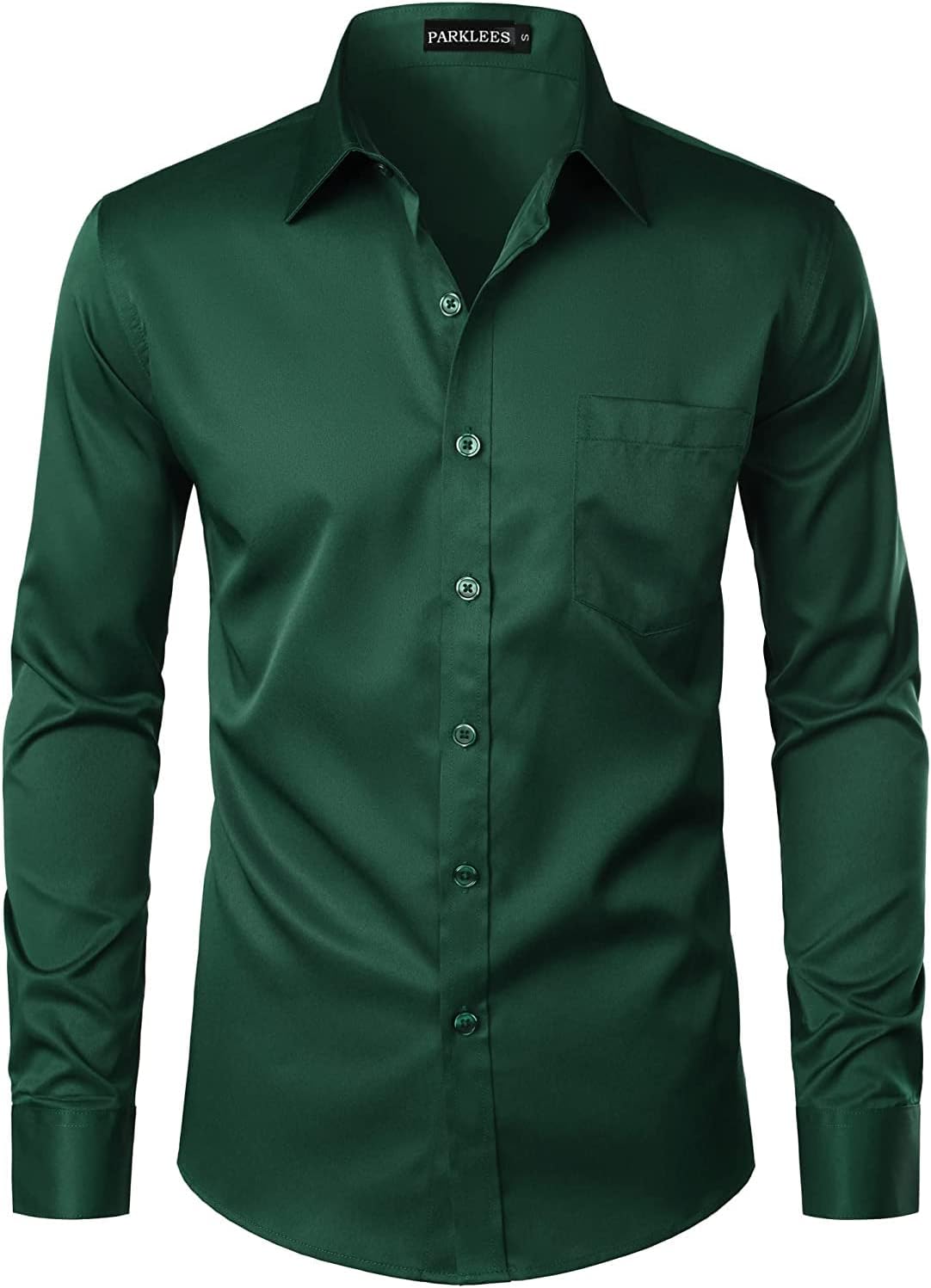 PARKLEES Men's Urban Stylish Casual Business Slim Fit Long Sleeve Button Up Dres...