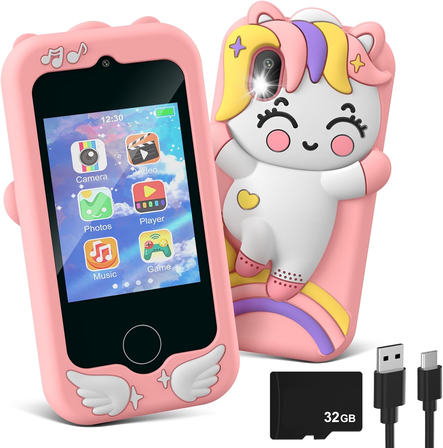 GREENKINDER Kids Smart Phone Toys for Girls, 2.8 Inch Touchscreen with Dual Came...