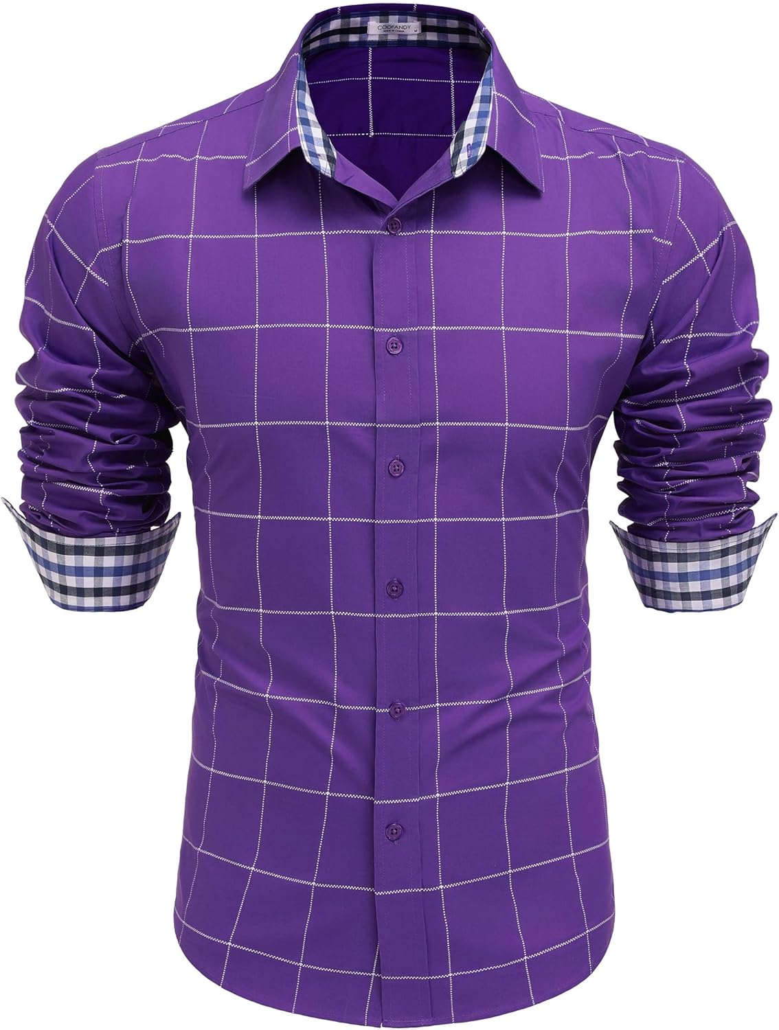 COOFANDY Men's Plaid Dress Shirt, Special Long Sleeve Business Casual Shirt, Inn...