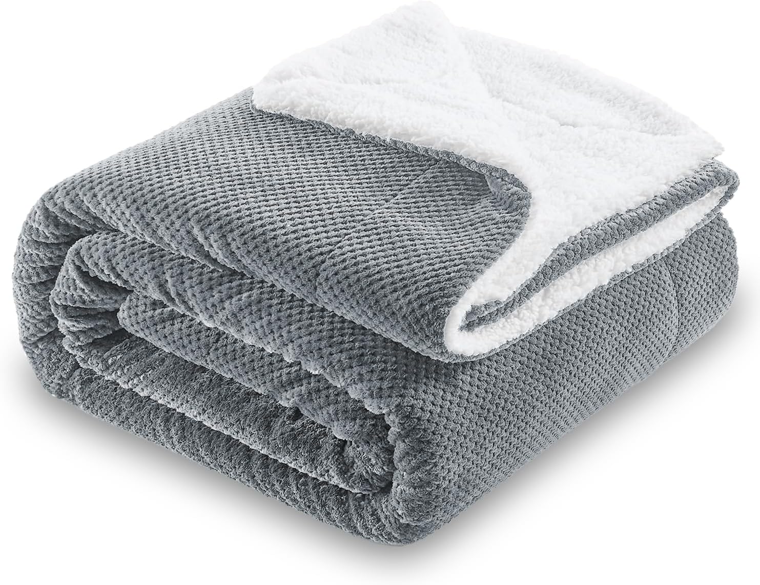 SOCHOW Waffle Sherpa Fleece Throw Blanket, Super Soft Fuzzy Warm, Lightweight Fl...