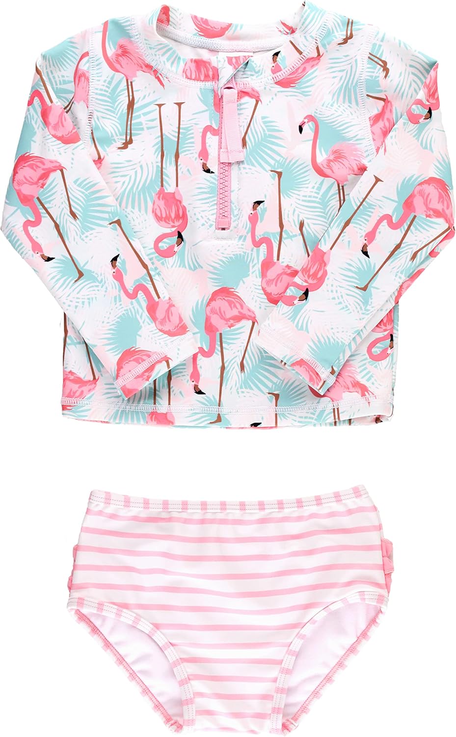 RuffleButts® Baby/Toddler Swimsuit Set, Special 2 Piece Rash Guard with UPF 50 S...
