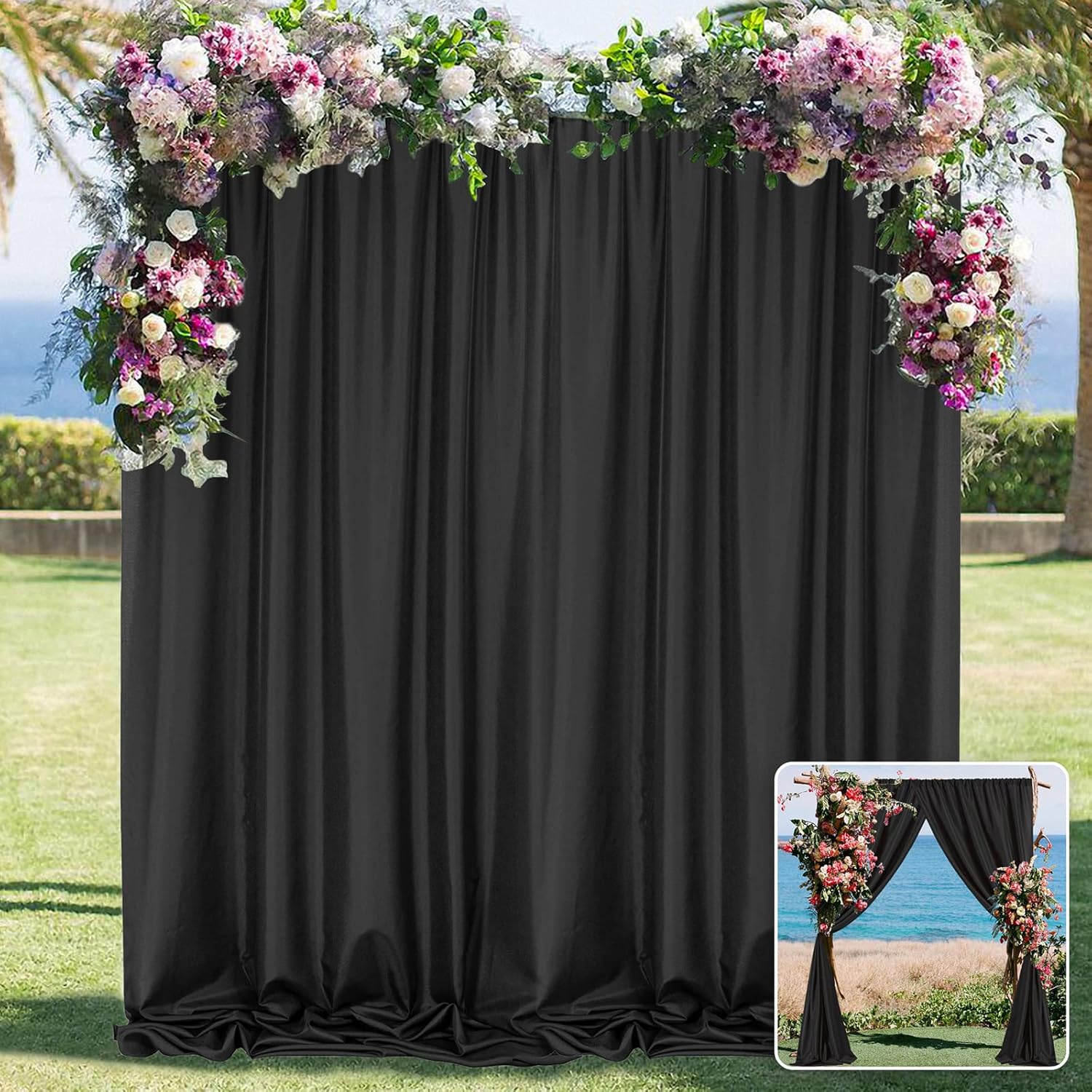 Black Backdrop Curtain for Party Black Background Curtains Rod Pocket Backdrop D...