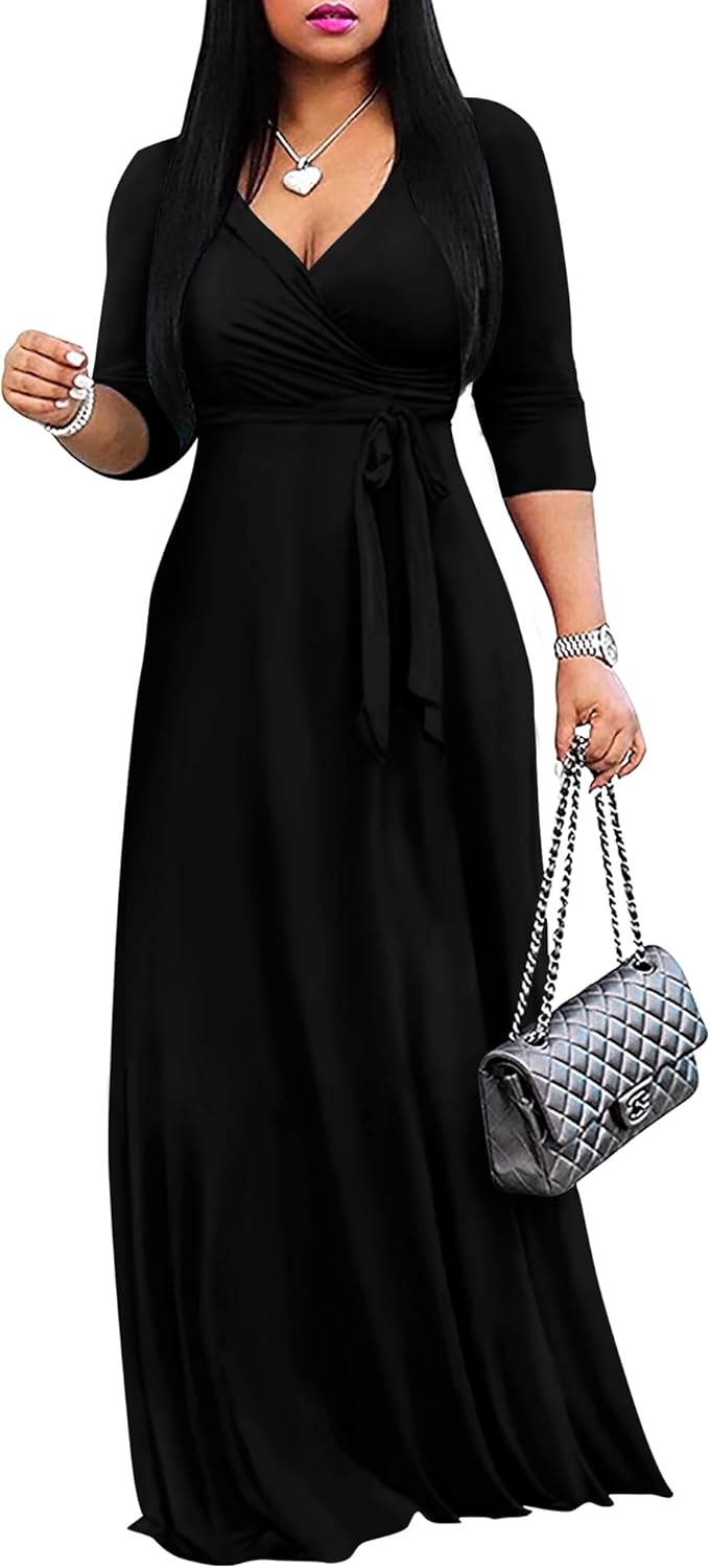 FANDEE Women's 2024 Maxi Dress, Unique Solid Color Bohemian Summer Long Maxi Dre...
