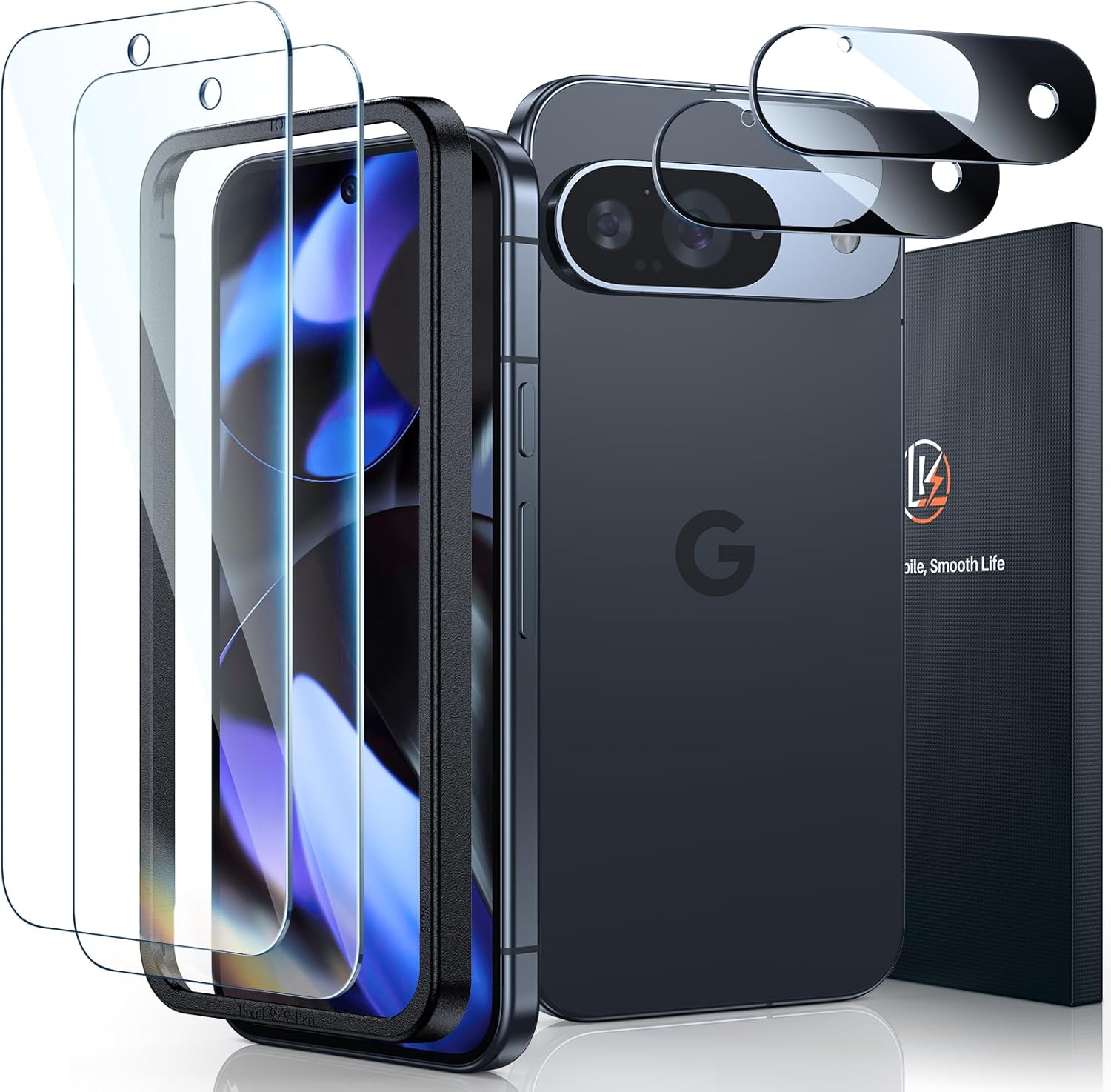 LK 2 Pack for Google Pixel 9 Screen Protector with 2 Pack Camera Lens Protector,...