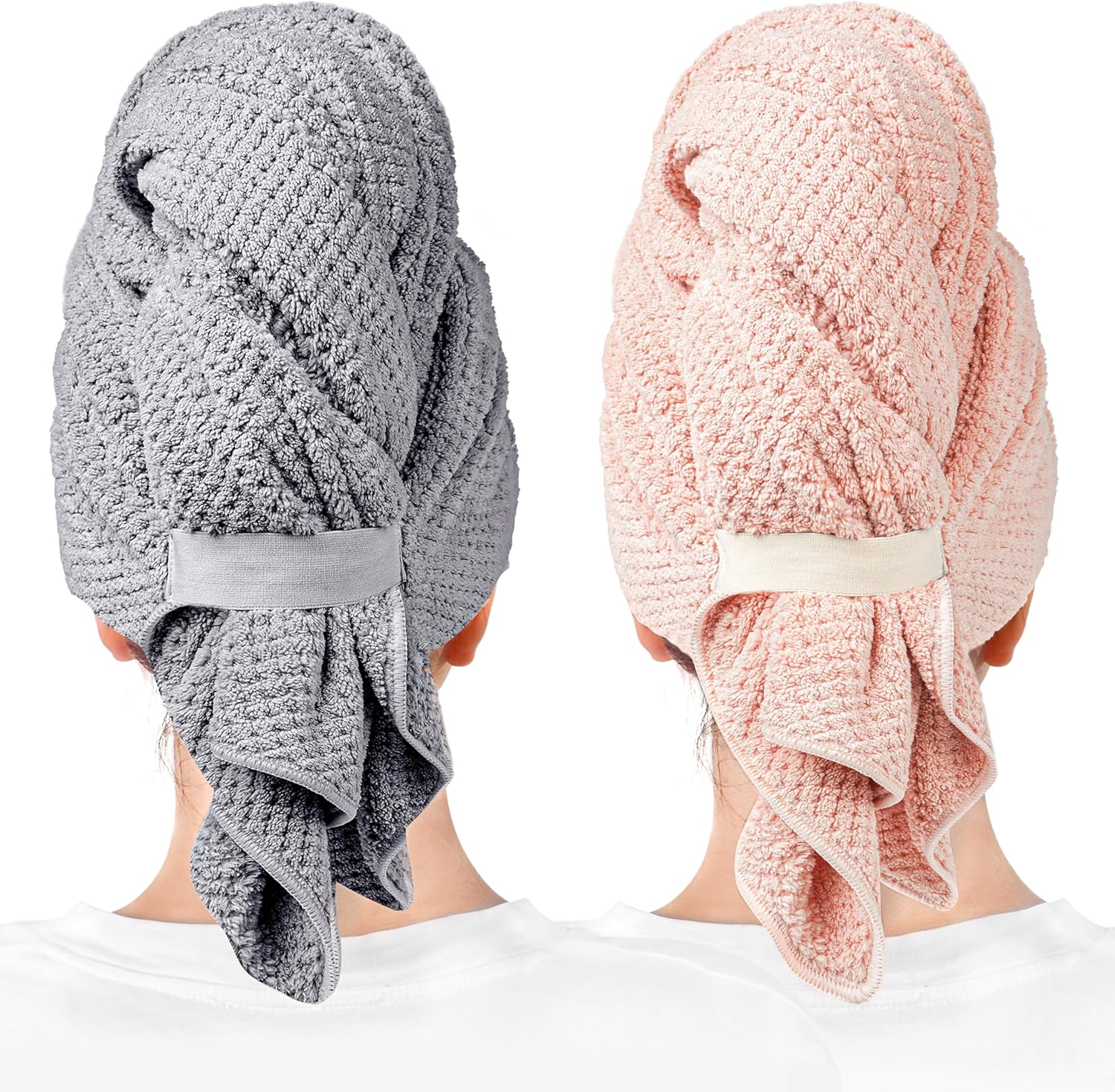 2 Packs Large Microfiber Hair Towels for Women, Super Absorbent & Quick Dry Hair...