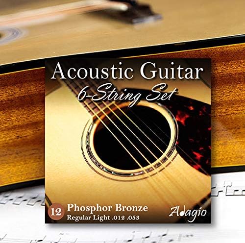 Adagio Professional Acoustic Guitar Strings Full Set/Pack - Light Gauge 12-53 Ph...