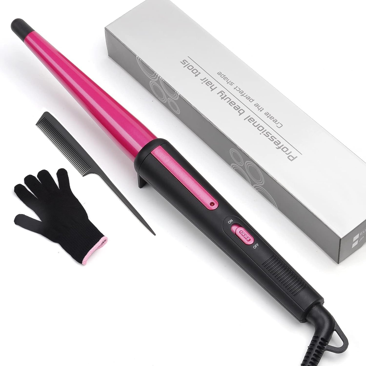 Hair Curling Wand, 13-25MM Tapered Curling Iron, Professional Ceramic Hair Curle...
