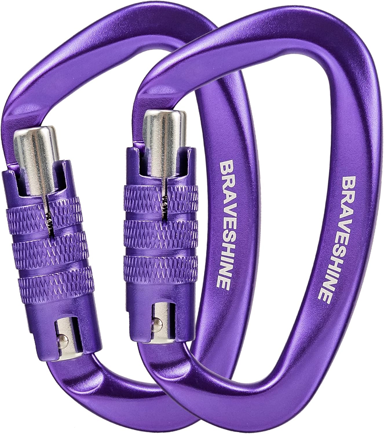 BRAVESHINE 2 Pack Twist Locking Carabiner Clips Heavy Duty, 12KN Auto Locking Al...