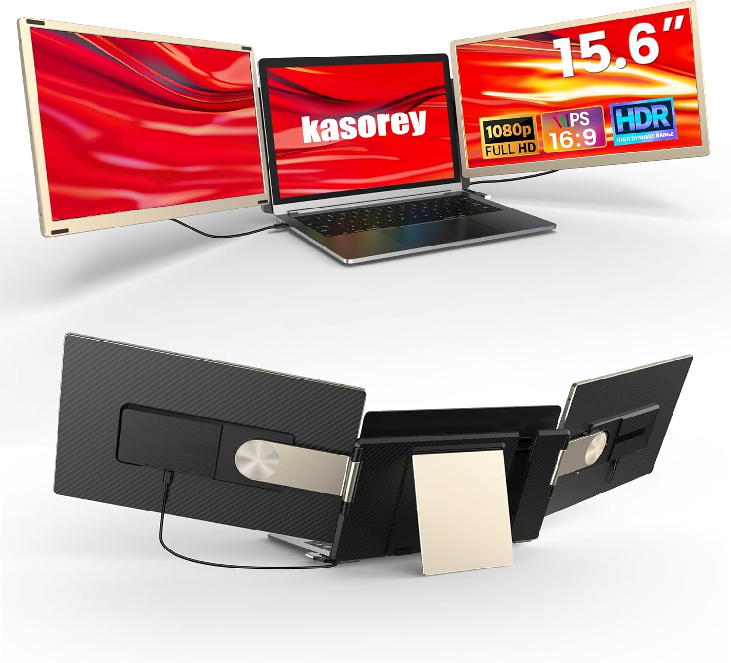 Laptop Screen Extender Portable, 15.6" Triple Monitor for Laptop with IPS FHD 10...