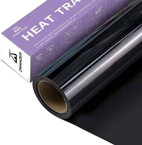 Zwanzer Black Heat Transfer Vinyl - 12" x 12ft Iron on Vinyl Roll for Cricut & S...