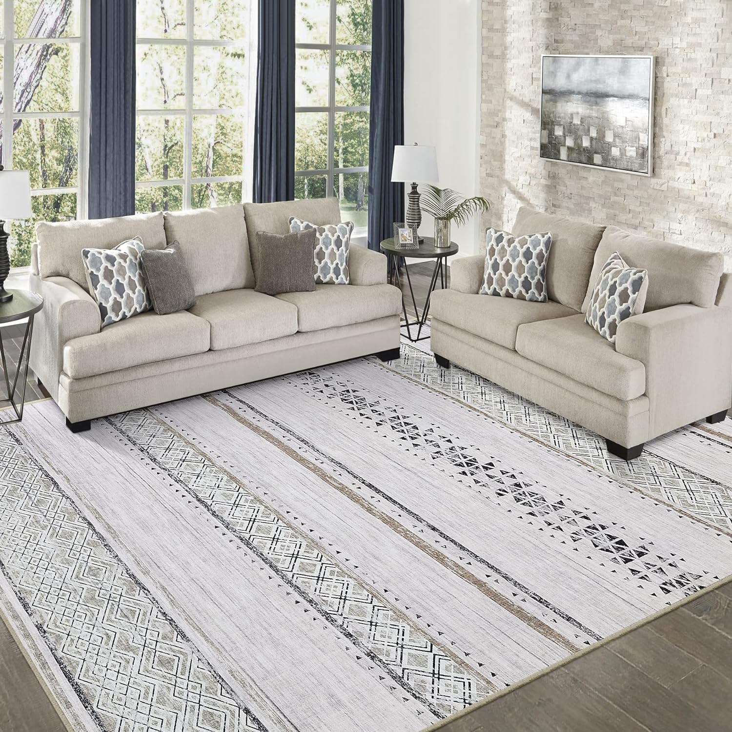 8x10 Area Rugs for Living Room Bedroom: Large Machine Washable Rug with Non-Slip...