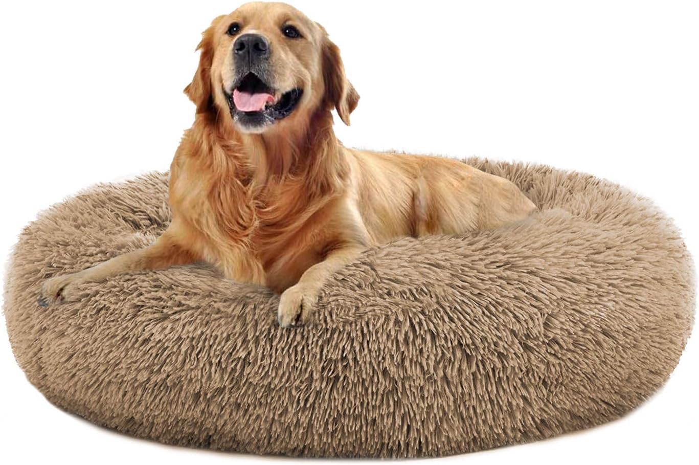 MFOX Calming Dog Bed, Special Dog Bed With Faux Fur Donut Cuddler, Innovative Wa...