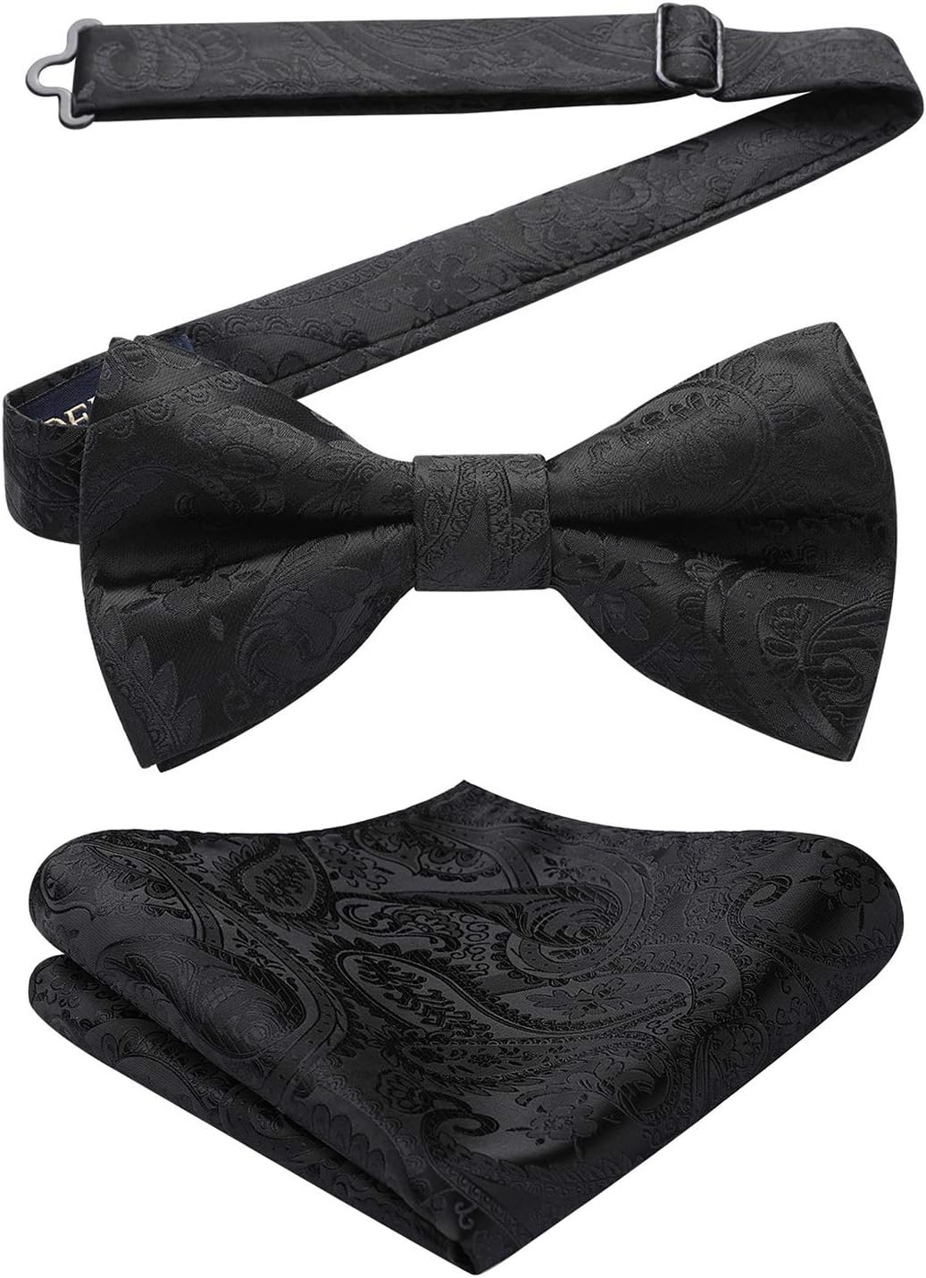 HISDERN Men's Solid Color Pre-tied Bow Tie Adjusta...