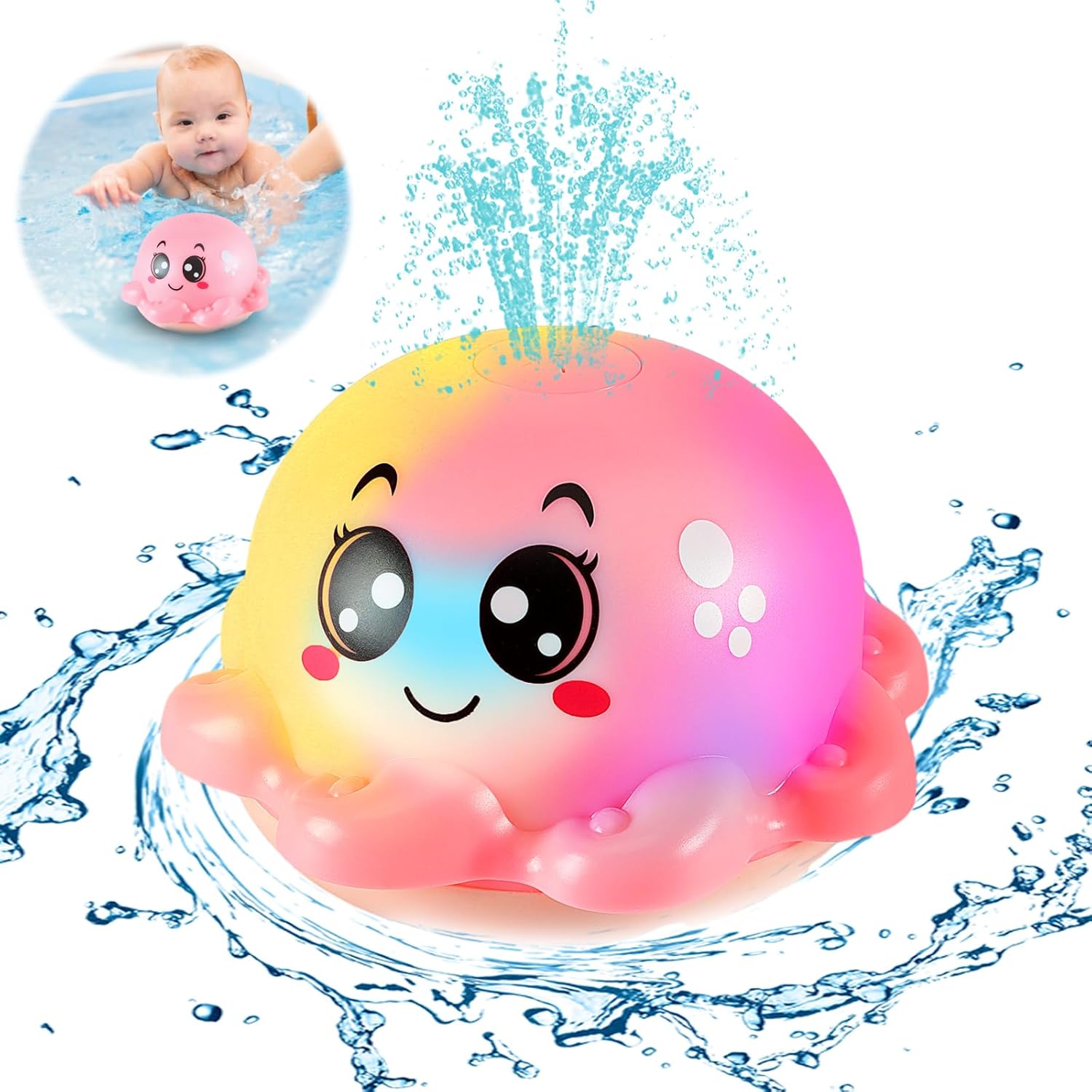 Baby Bath Toys Octopus Bathly Toy Light Up Baby Toys Bath Tub Toys Automatic Ind...