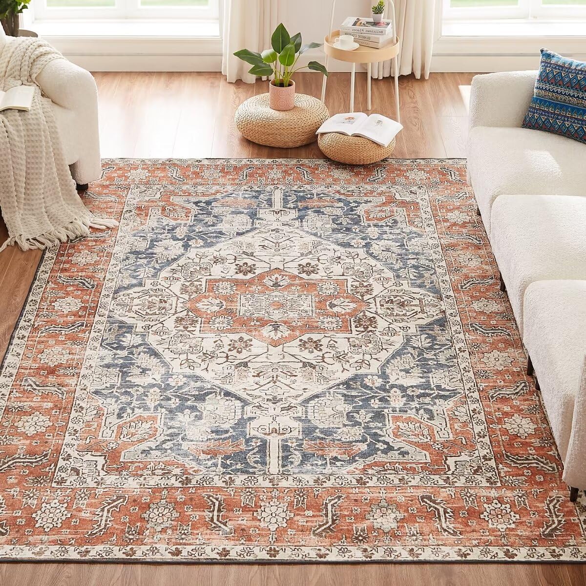 CHOSHOME Machine Washable Rugs, Special Large Vintage Area Rugs for Living Room...