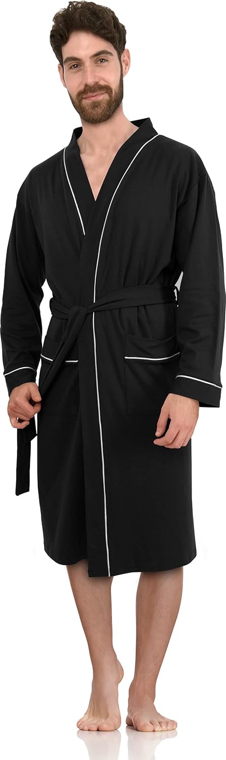 NY Threads Luxurious Men's Knit Robe, Special Cotton Blend Dressing Gown, Afford...