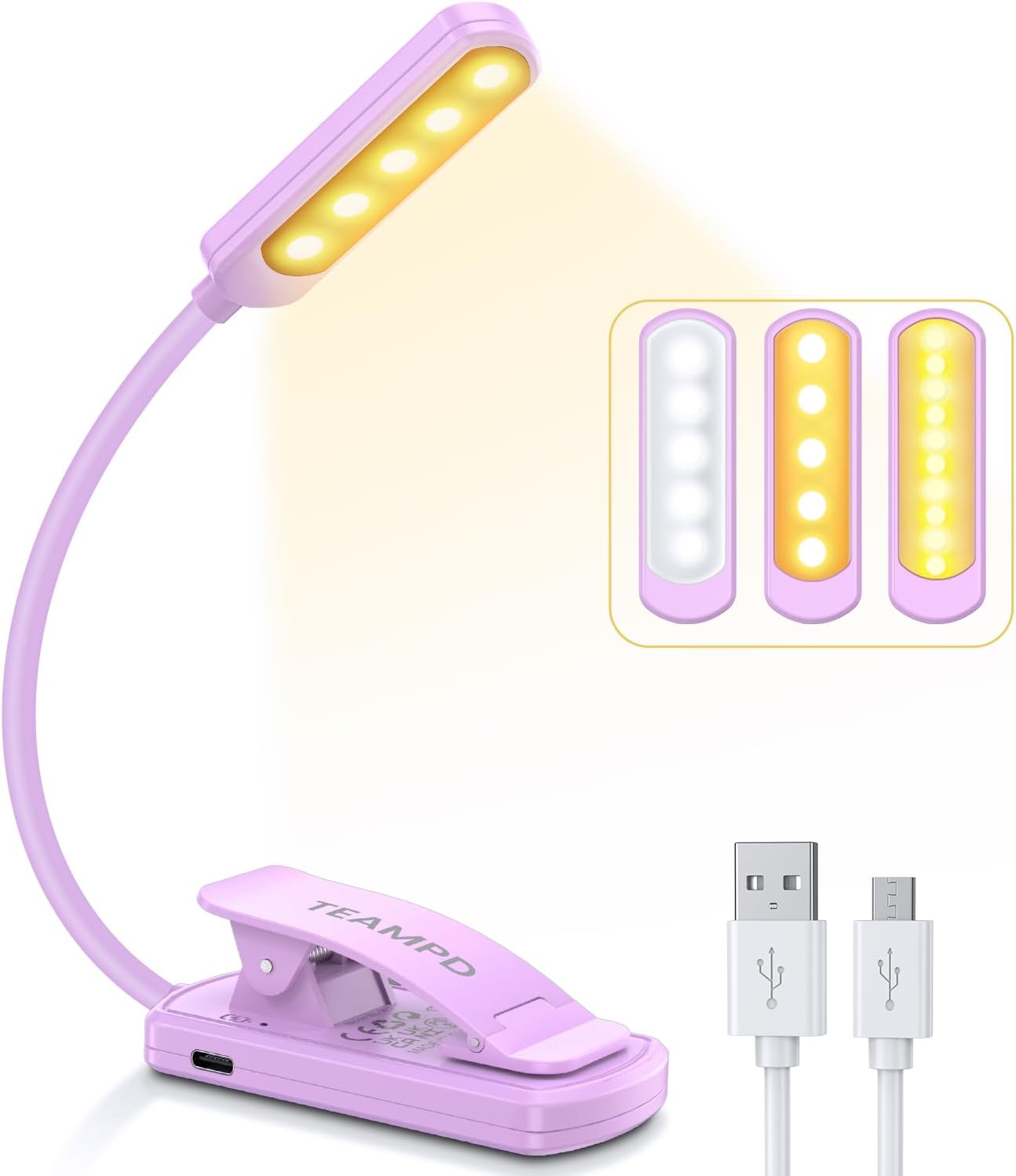 TEAMPD 10 LED Book Light, 3 Eye-Protecting Lightng...