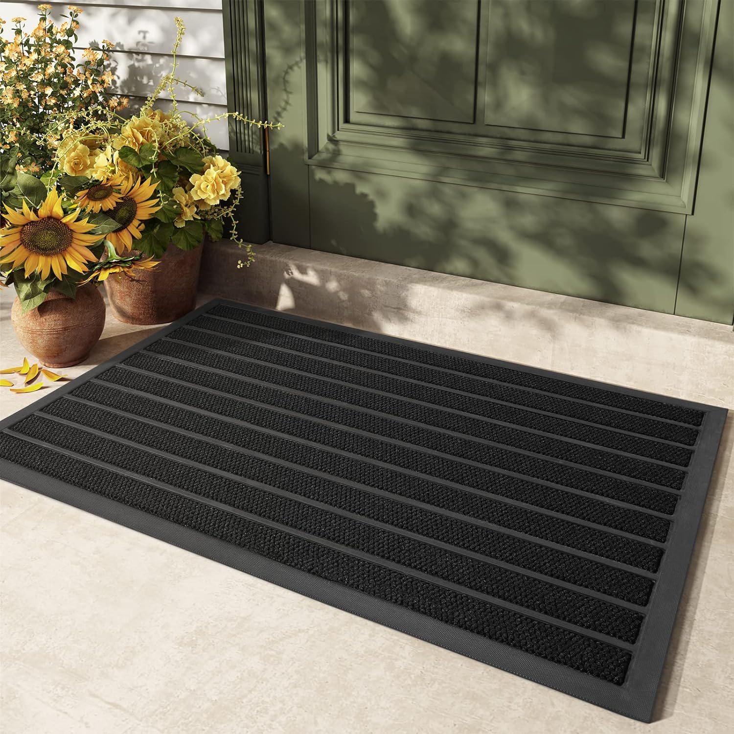 COLOR&GEOMETRY Door Mats Outdoor Heavy Duty, Dirt Trapper Outside Door Mats Non...