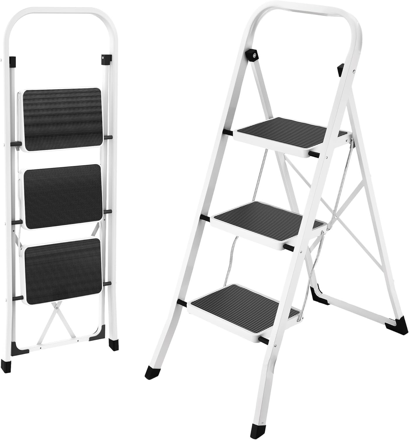 HBTower 3 Step Ladder, Special Lightweight Folding Step Stools for Adults with A...