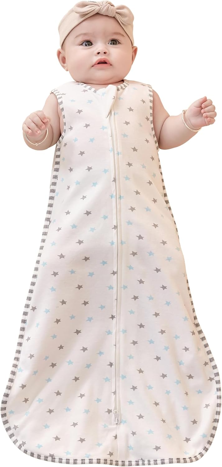TURMIN Baby Sleeping Bag 1.0 Tog,Newborn Sleep Sack 100% Cotton Sleeveless Weara...