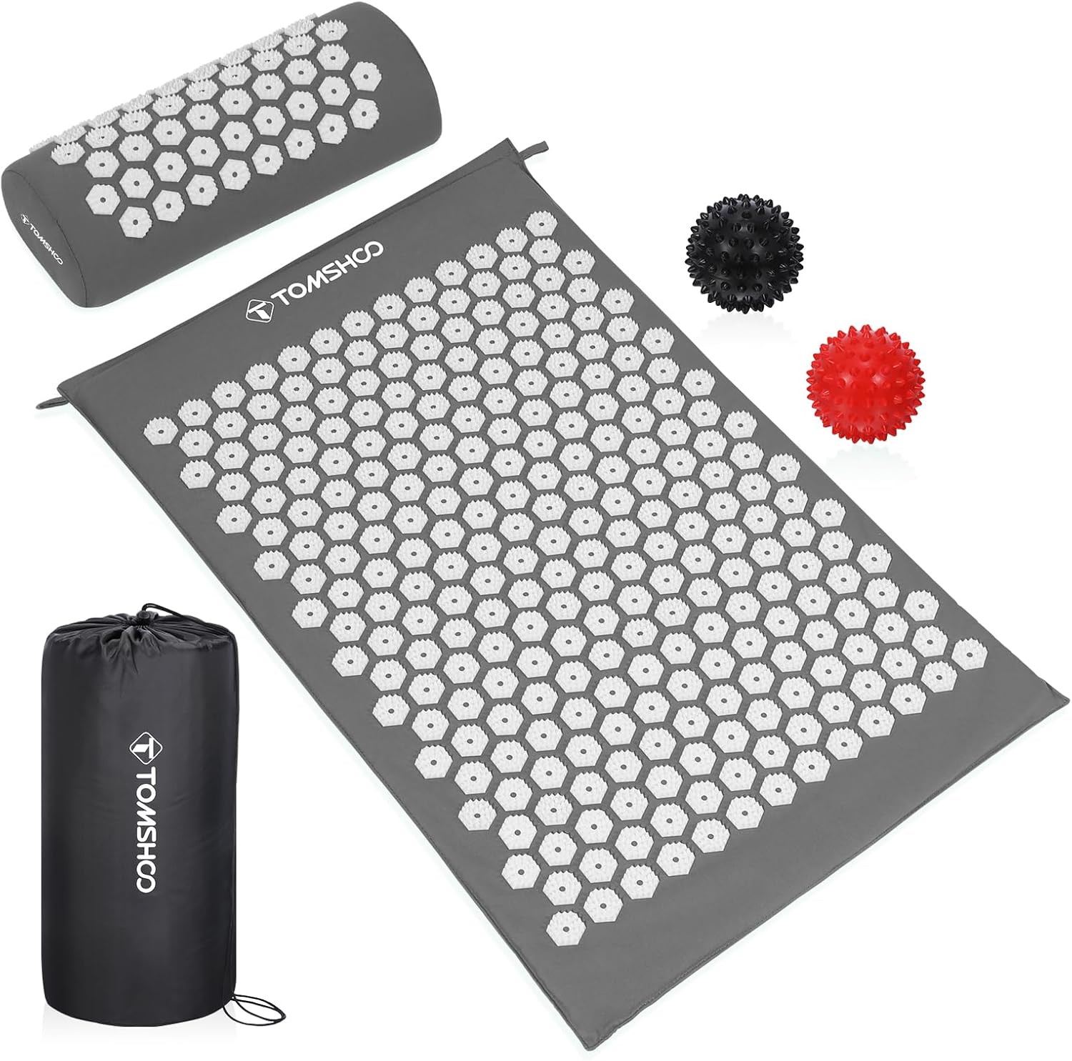 TOMSHOO Acupressure Set, Acupressure Mat and Pillow with 2pcs Massage Balls- Pai...