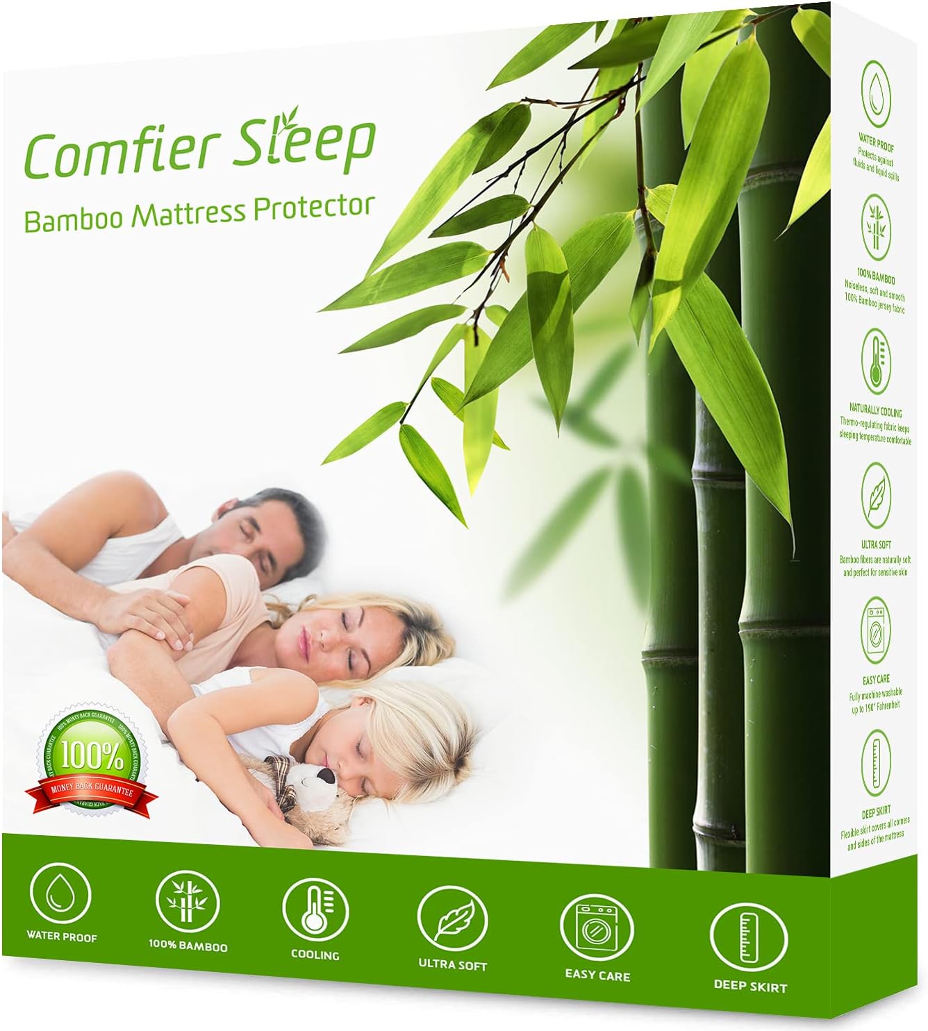 Bamboo Mattress Protector, Special Waterproof Breathable Mattress Protector, Hig...