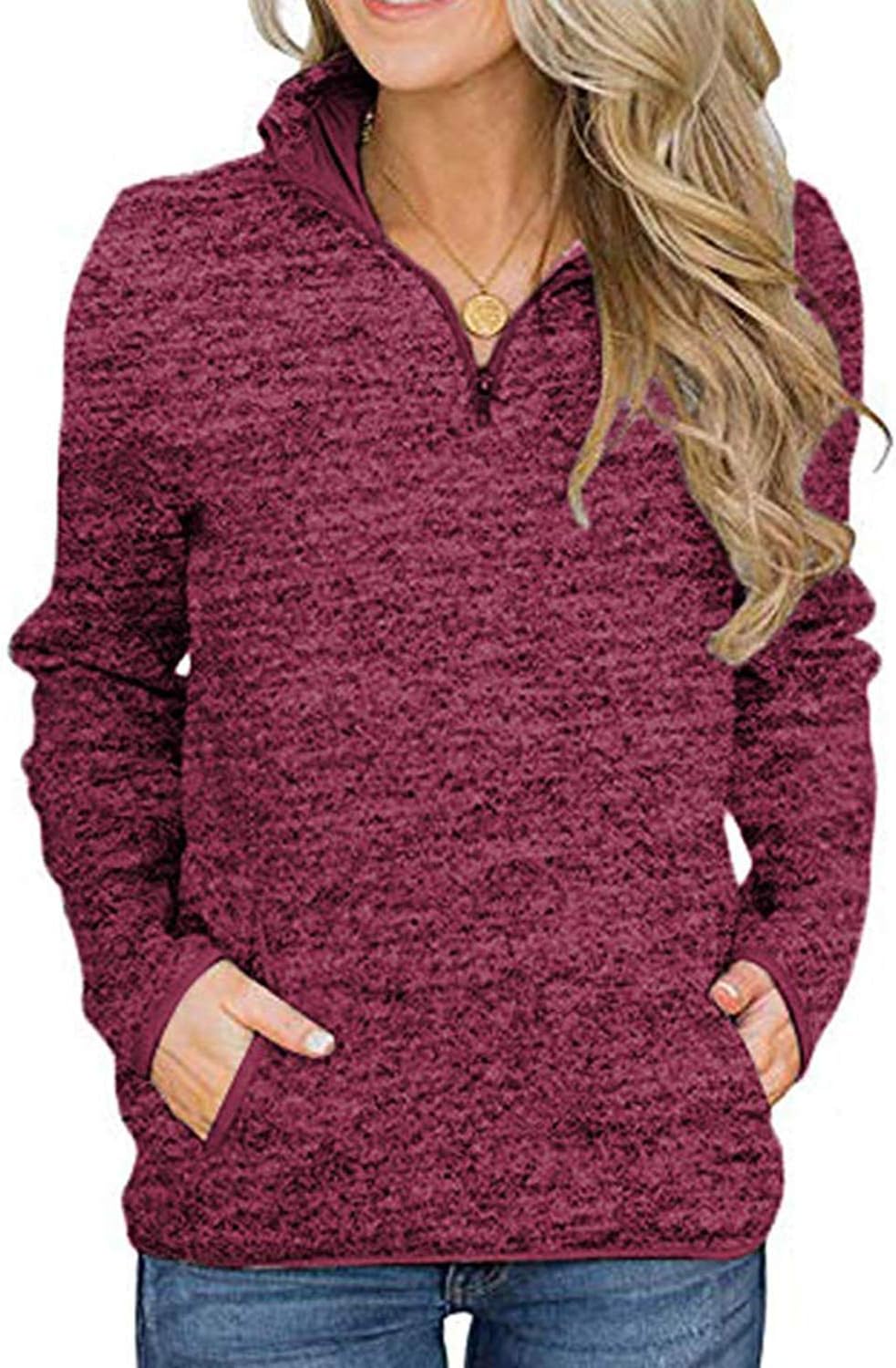 Breampot Womens Casual Long Sleeve Sweatshirt, Special Stand Collar Pullover Jum...