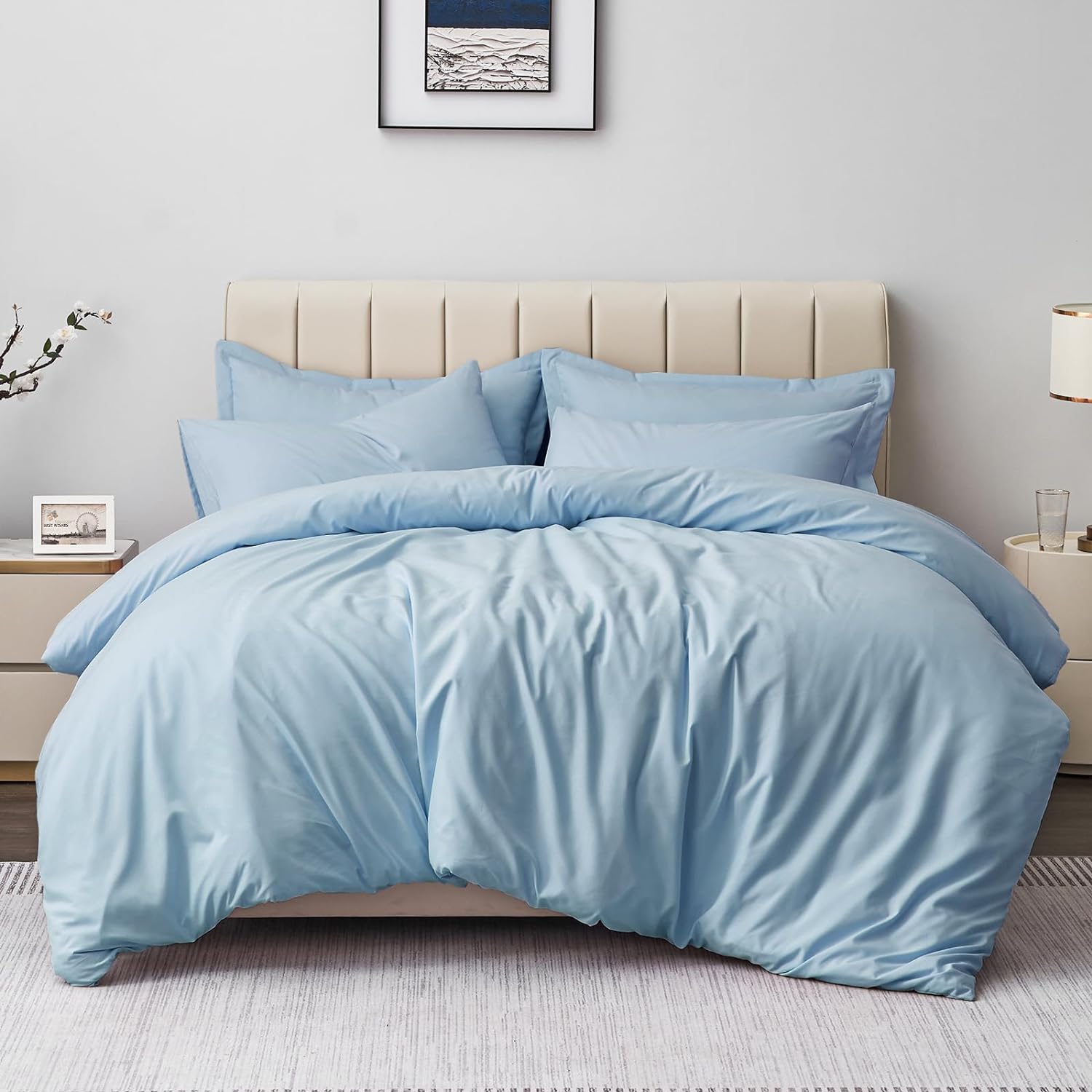 Aisbo Double Duvet, Special Duvet Set for Double Bed, Spa Blue High-Quality Bedd...