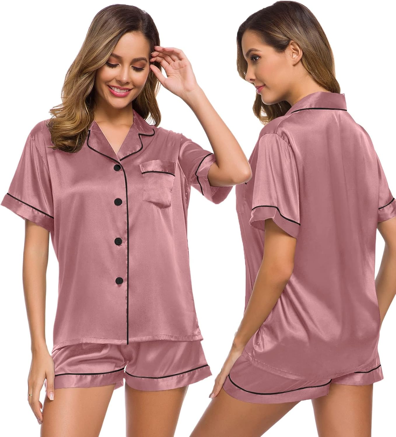 SWOMOG Pyjamas for Women, Special Silk Satin Pyjama, Comfortable Bride Pjs Set,...