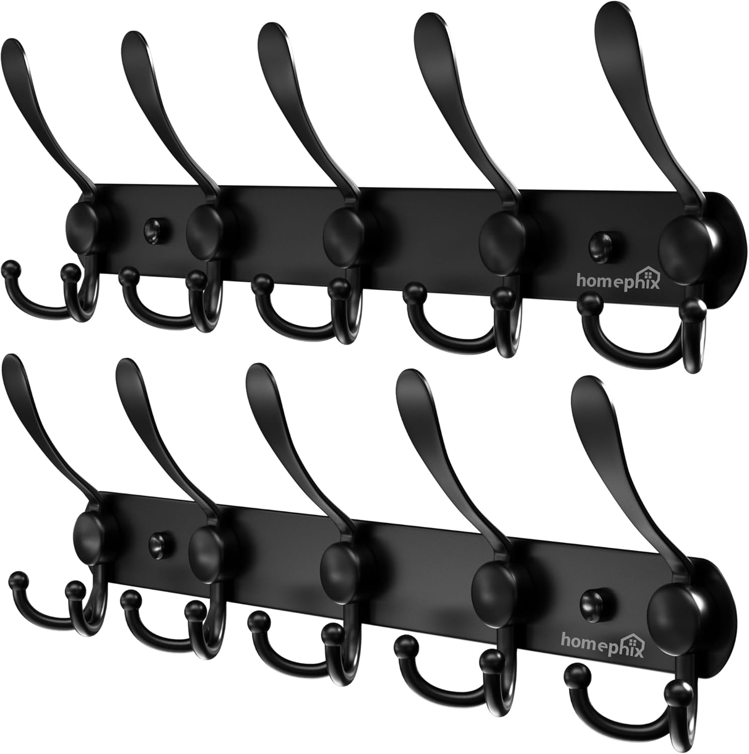 Homephix Coat Hooks Wall Mounted (Star Black-2 Pack) - Stainless Steel Wall Hook...