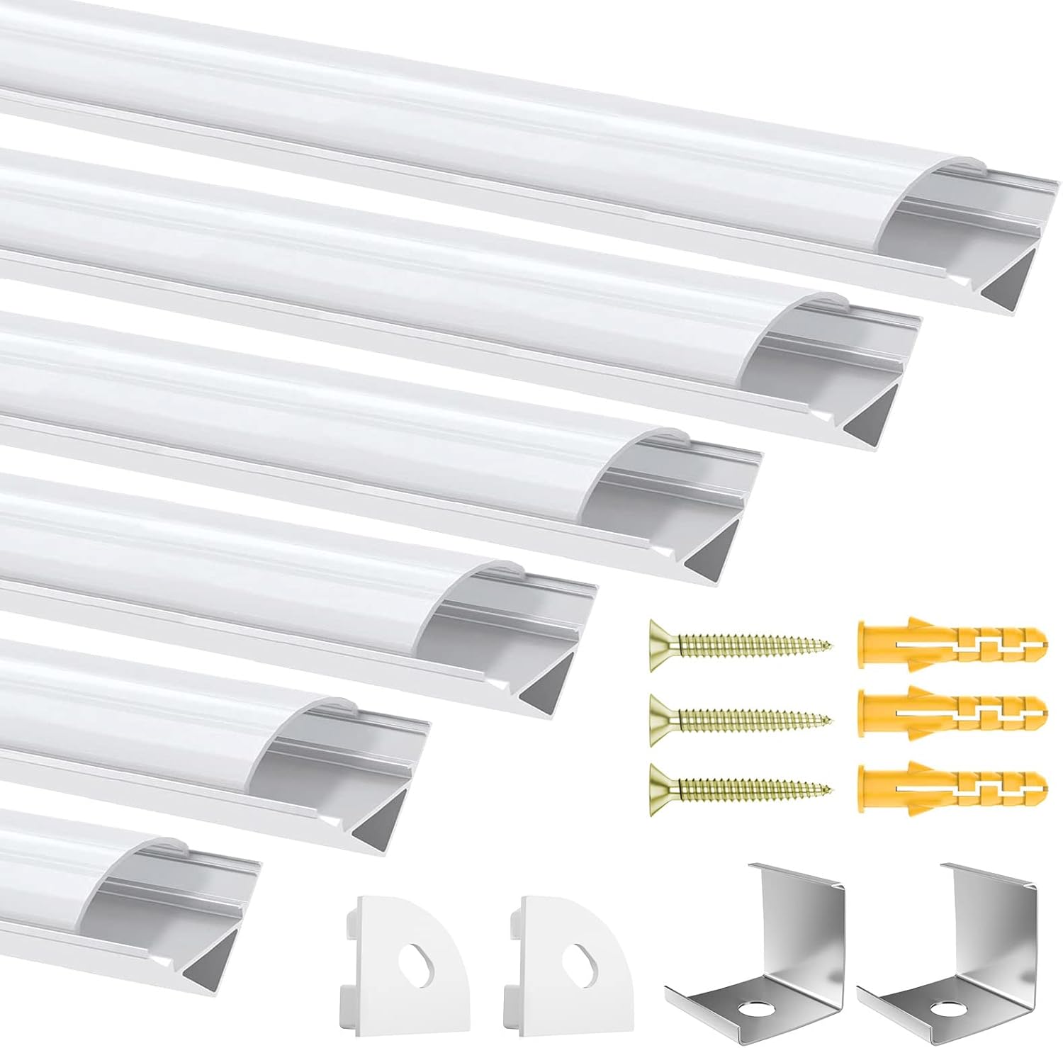 6 Pack LED Aluminum Profile, 3.3ft/1m V-Shape LED Strip Diffuser, LED Channel wi...