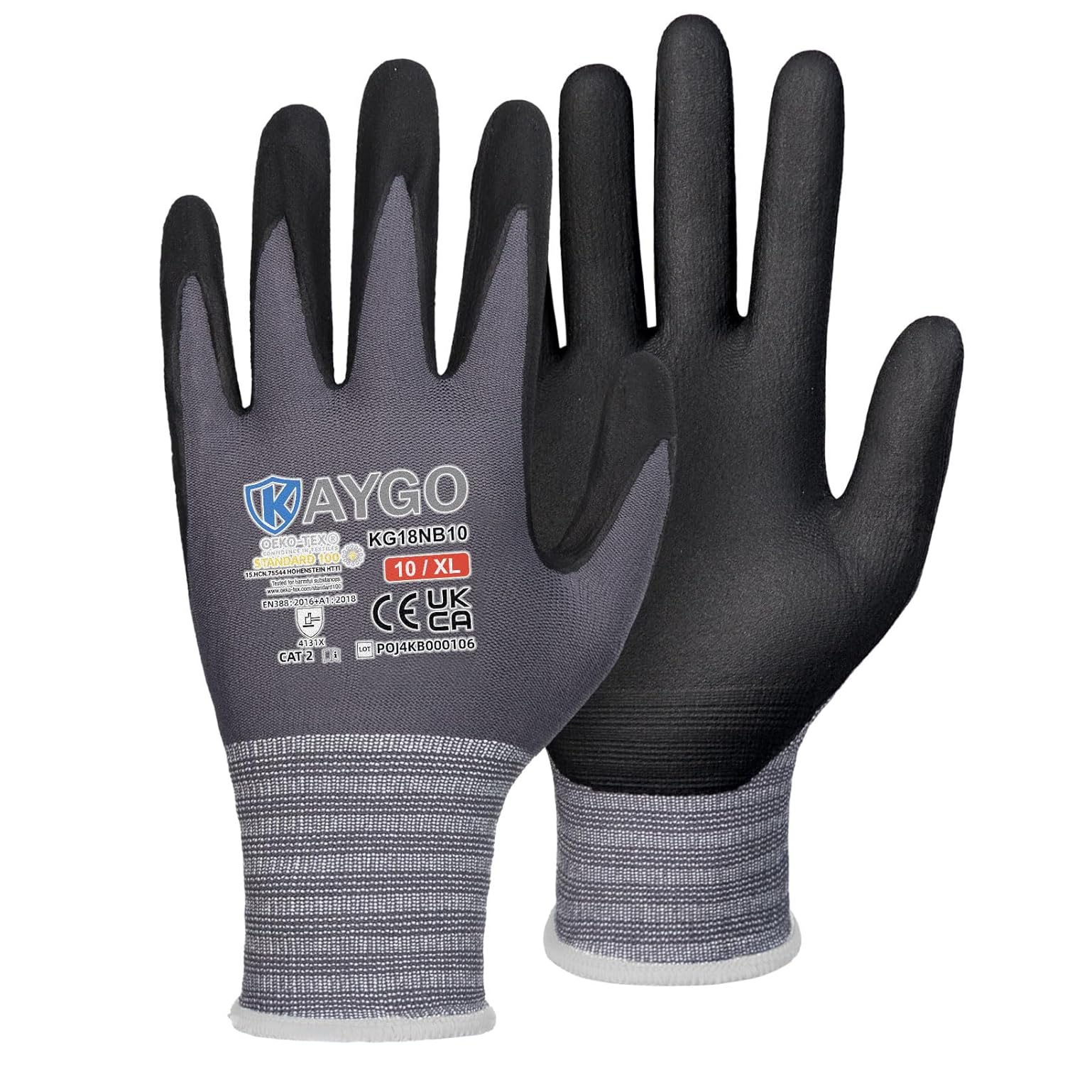 Quality KAYGO Safety Work Gloves, Special MicroFoam Nitrile Coated Gloves, Innov...