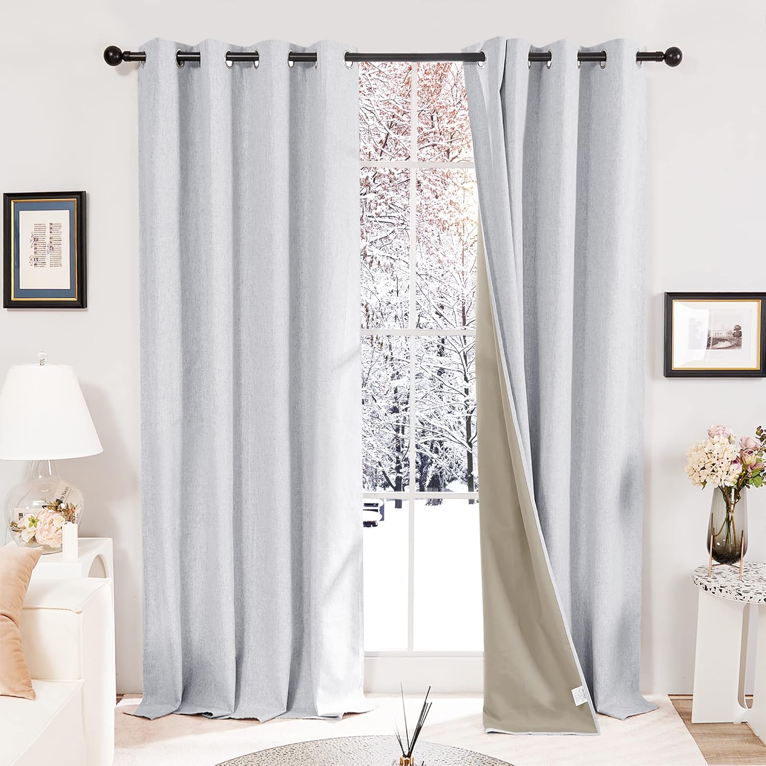 Deconovo Faux Linen Curtains, Special Total Blackout Curtains Energy Saving, Hig...