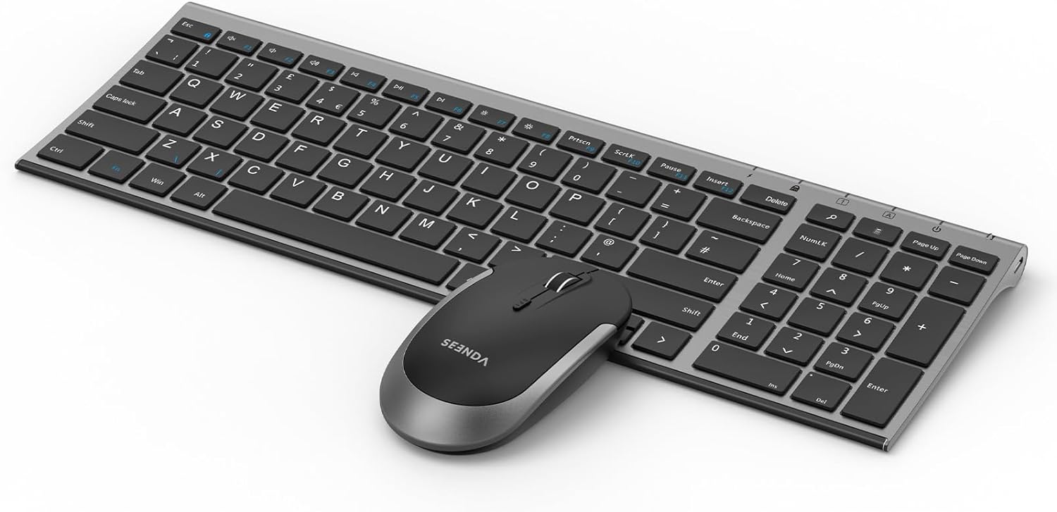 Wireless Rechargeable Keyboard and Mouse Combo, 2.4G USB Keyboard and Mice Set U...