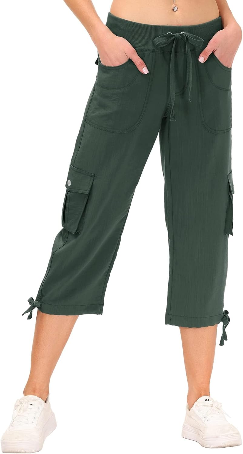 MoFiz Women's Relaxed-Fit Capri Pants, Special 3/4 Length Cropped Trousers, Inno...