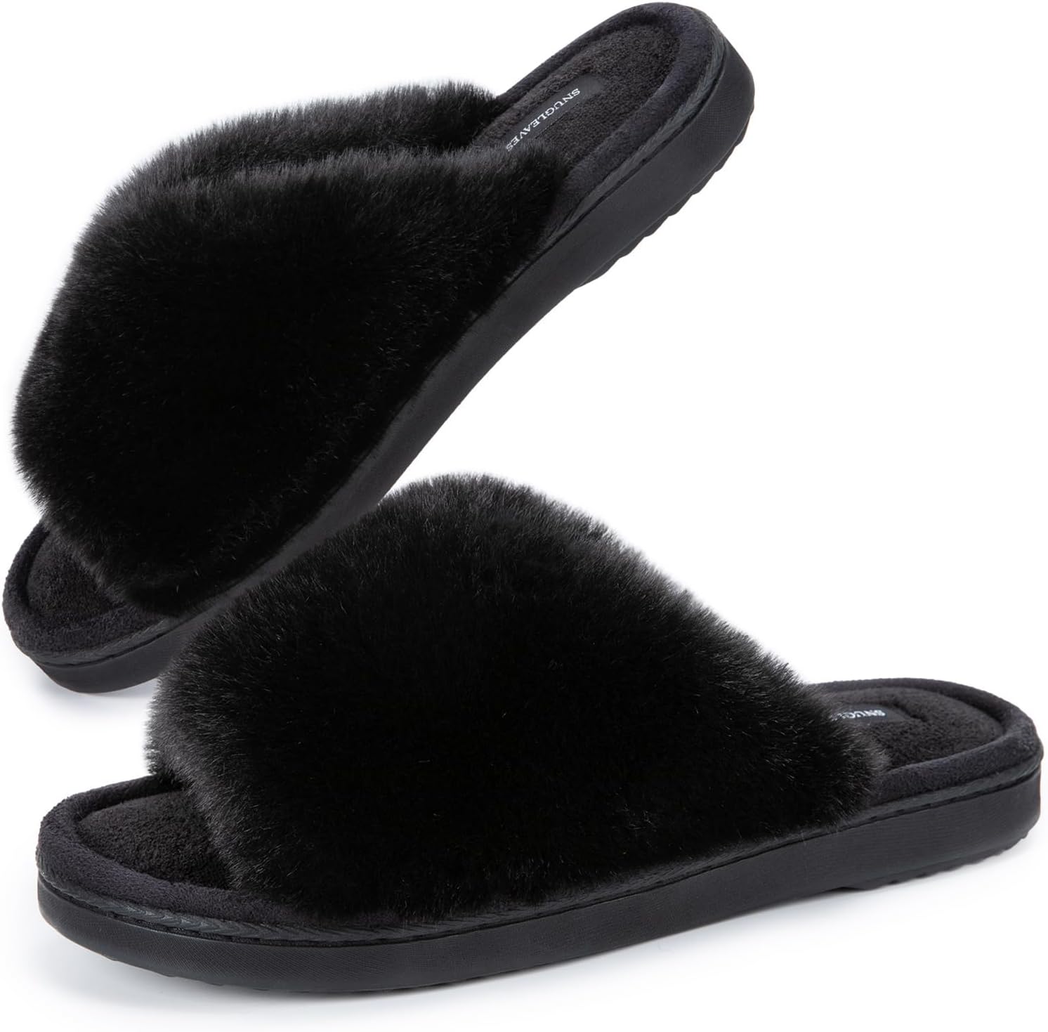 Snug Leaves Ladies' Slip on Slippers, Special Deluxe Fluffy Memory Foam Slippers...