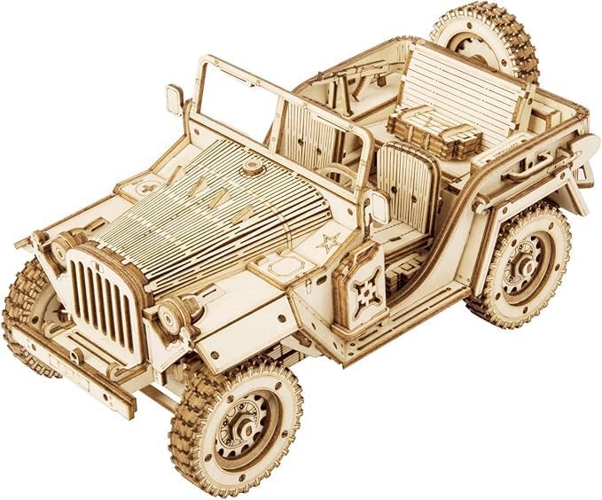 ROBOTIME 3D Wooden Puzzle Model Kits for Adult Jeep Cars to Build Laser Cut Wood...