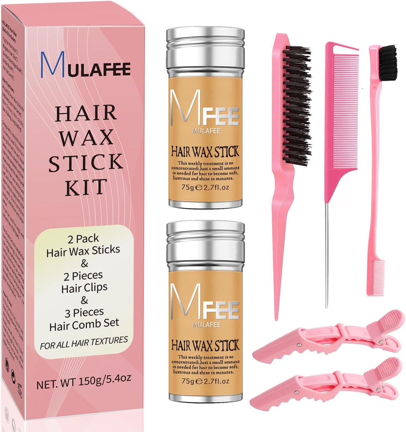 MULAFEE 2 Pack Hair Wax Stick Kit, Wax Stick for Smooth Hair Wigs, Non-Greasy St...