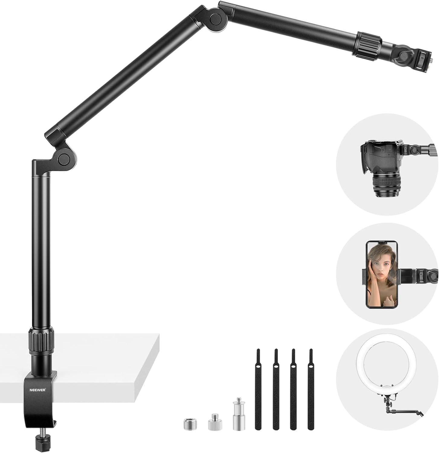 NEEWER Webcam Stand Camera Mount with C Clamp, 35.4" Aluminum Alloy Flexible Art...