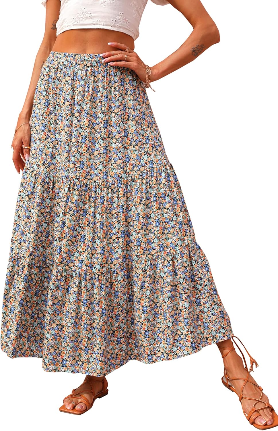 Special KIRUNDO Women's 2024 Summer Fall Skirt, Best High Waist Boho Floral Maxi...