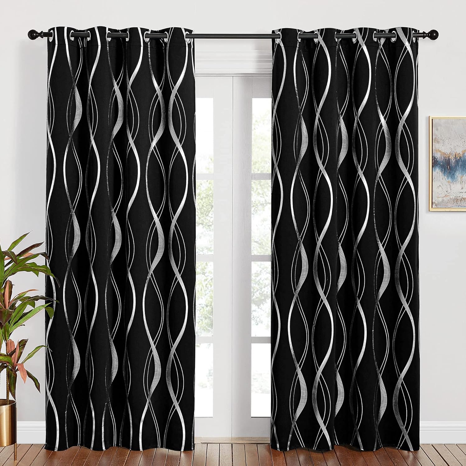 PONY DANCE Thermal Door Curtains, Special Blackout Curtains with Foil Decorative...