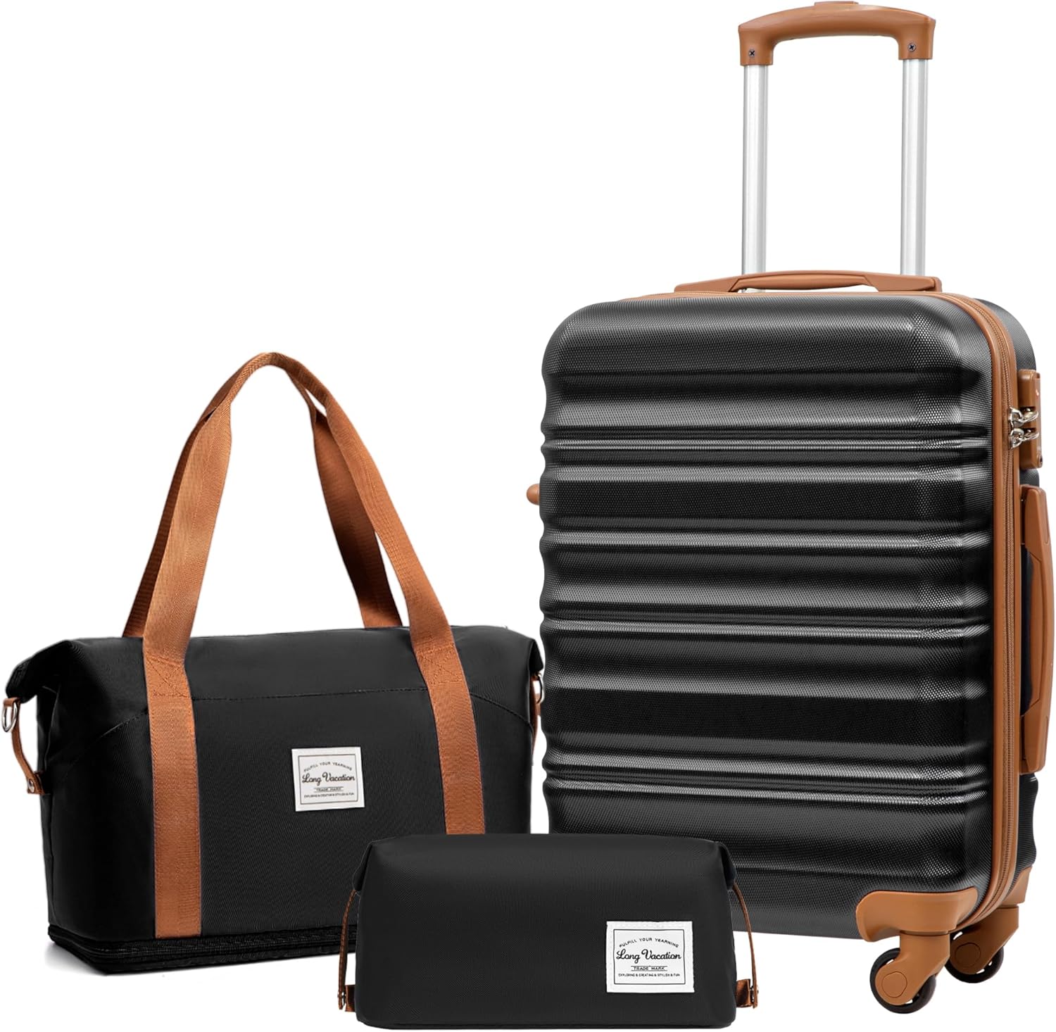 LONG VACATION Luggage Sets 20 IN Carry on Suitcase ABS Handshell Luggage 3 Piece...