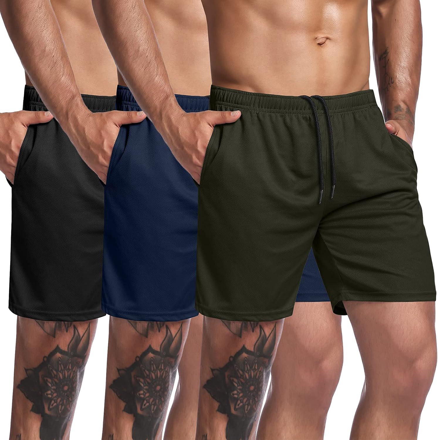 COOFANDY Men's 3 Pack Workout Gym Shorts Mesh Athl...