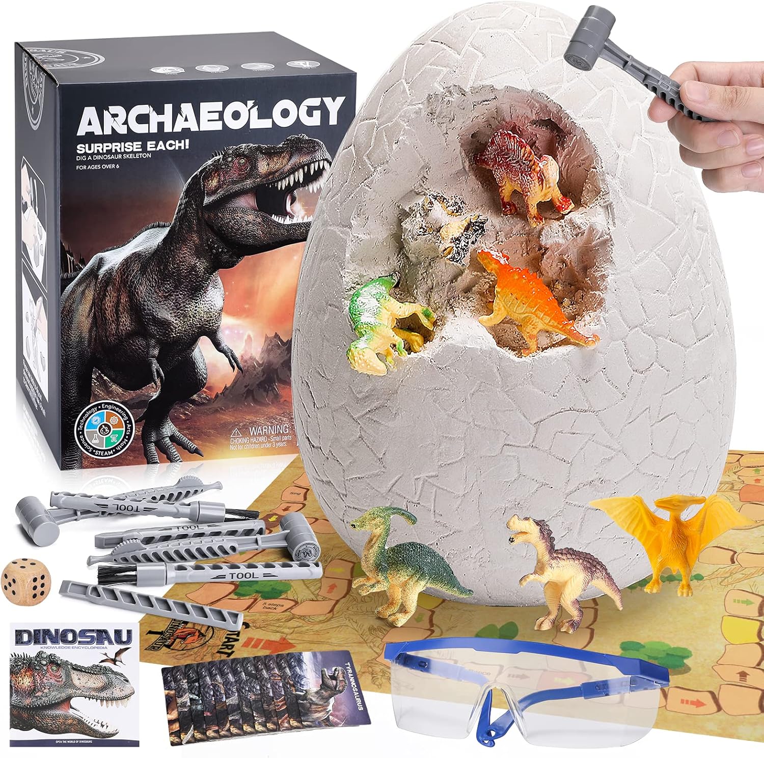 Jumbo Dino Egg Dig Kit, Special Dinosaur Toys for Kids 5-7 8-12, Innovative Dino...